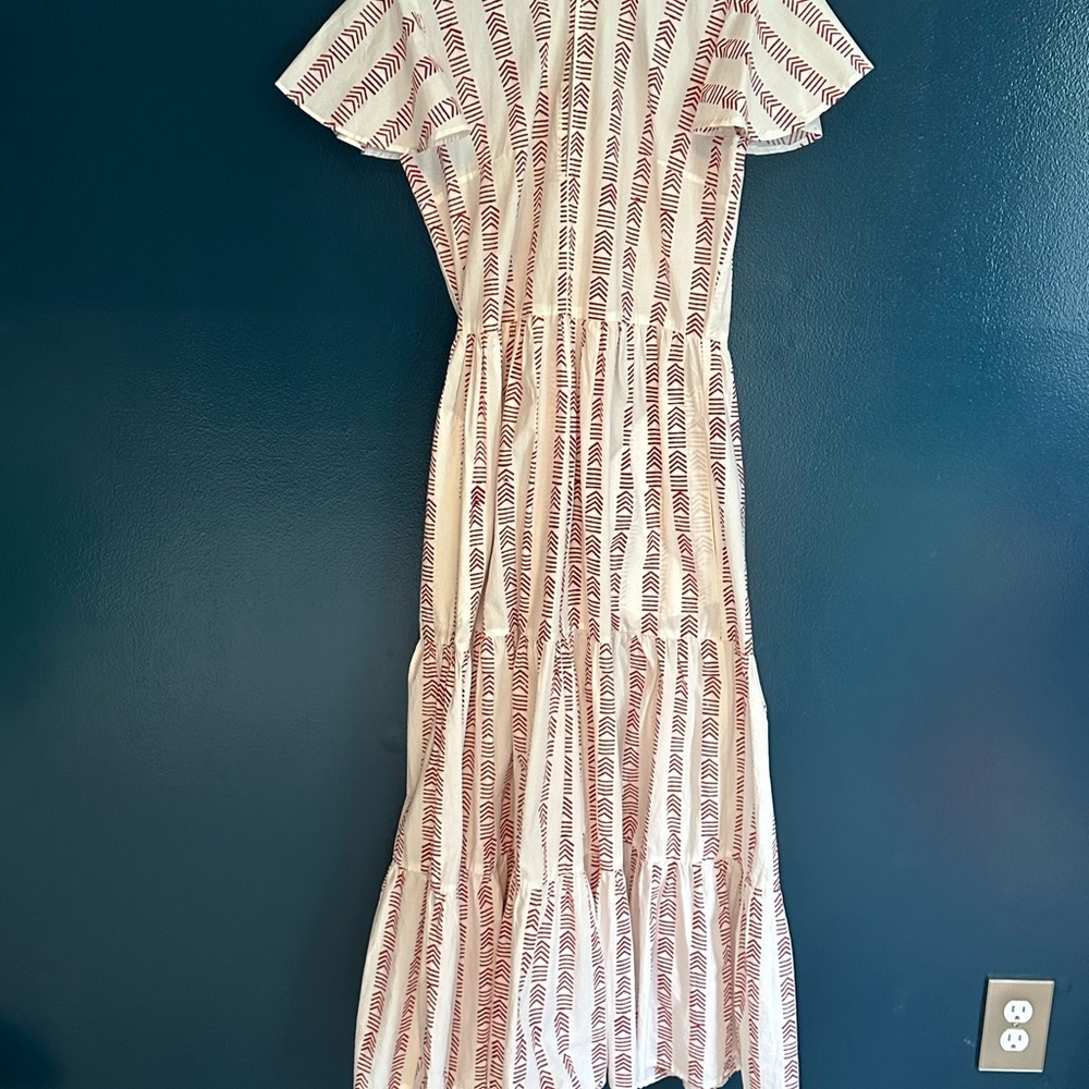 Oliphant Red and White Striped Midi Dress